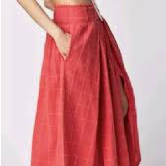 Free People Red Wide Leg Pants - Picture 1 of 2